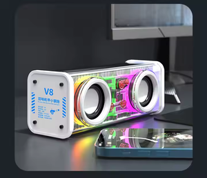 Hot Selling V8 Transparent Mecha Dazzling Lights 10W BT <b>Speaker</b> Double Horn Small Steel Cannon Diaphragm Gift <b>Speaker</b> - Product Image 3