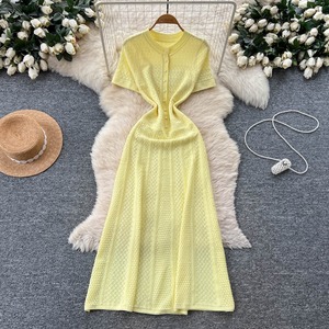 Vestido Largo de Punto con Cuello Redondo y Cintura Ajustada, Estilo Francés, para Mujer, Primavera 2026, Nuevo, de Alta Gama, con Cuentas - Product Image 2