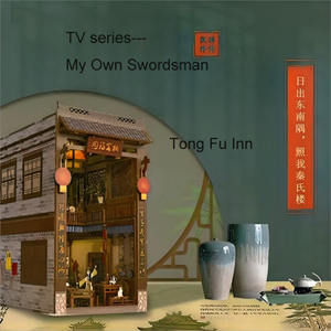 Vente en gros Hamaileon CH01 classique chinois Architecture Puzzle en bois Serre-livres 3D DIY Book Nook avec lumière LED - Product Image 3