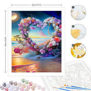 Peinture par numéros <span class=keywords><strong>coeur</strong></span> fleurs bord de mer artisanat mur Art photo <span class=keywords><strong>dessin</strong></span> peinture Kit bricolage ensemble pour décors à la maison 40x50 - Product Image 3