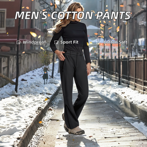 Pantalon de survêtement épais à jambe droite et taille élastique pour homme, 85 % coton, 15 % polyester, coupe classique - Product Image 2