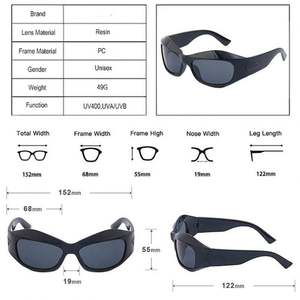 Lunettes de soleil Y2K rétro personnalisées avec logo, style polygonal œil de chat, punk, pour le sport et la conduite, pour femmes et hommes, vente en gros - Product Image 5