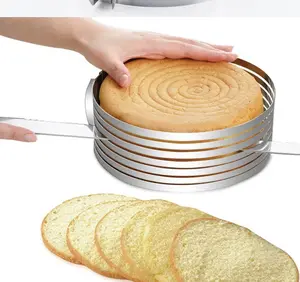 שכבת עוגת מבצע עובש נירוסטה מתכוונן 7 שכבות לחם קאטר טבעת עם קוטר של 6-8 סנטימטרים ו 9-12 סנטימטרים
