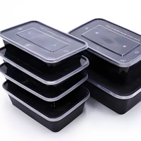 Boîte à lunch jetable en PP de qualité alimentaire, compatible micro-ondes, conteneur rectangulaire transparent épaissi avec couvercle