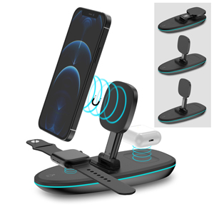 Soporte de <span class=keywords><strong>cargador</strong></span> inalámbrico rápido universal personalizado 3 en 1 de 10W para reloj de teléfono de velero, soporte plegable para teléfono móvil, accesorio para auriculares - Product Image 3