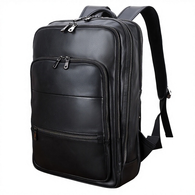 Chao Niu New Cross-Border Business Backpack 156-Inch Laptop Full-Grain Leather Men's Wear-Resistant Polyester Curved Shoulder