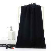 Serviette en coton noir uni, absorbante et douce, pour le visage, avec bord tissé, idéale pour hôtels, spas, salles de bain, usage quotidien et commercial.
