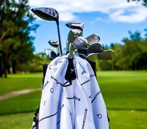 Serviette de nettoyage pour balle de golf <span class=keywords><strong>Zippa</strong></span> blanche gaufrée en microfibre à double suspension Serviette de golf à impression personnalisée - Product Image 6