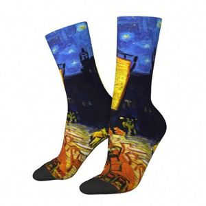 Calcetines Unisex con Estampado 3D de la Pintura Café en la Terraza Nocturna de <span class=keywords><strong>Vincent</strong></span> Van Gogh, Calcetines Personalizados, Antibacterianos, Cálidos, para Hombre, ODM - Product Image 2
