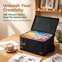 Ensemble de marqueurs artistiques à double pointe de 320 couleurs, stylos de dessin et de peinture pour étudiants et artistes, papeterie professionnelle
