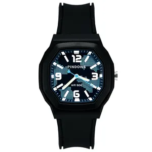 Pindows Custom Wijzerplaat Lichtgevend 5atm Waterdicht Plastic Rubber Grote Wijzerplaat Cool Mode Outdoor Vrije Tijd Digitaal Horloge