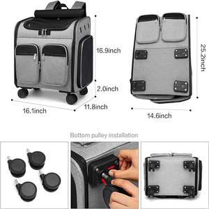 กระเป๋าเป้สะพายหลังสำหรับสัตว์เลี้ยงแบบมีล้อ  สองในหนึ่งเดียว  ระบายอากาศได้ดี  ถอดล้อได้  ได้รับการรับรองจากสายการบิน  สำหรับสุนัขและแมว - Product Image 3