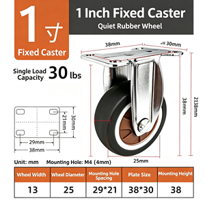 ล้อเลื่อนแบบ Heavy Duty พร้อมเบรกด้านข้าง ขนาด 33*39 มม. แผ่น TPE สีกาแฟ ล้อกันลื่น ลูกปืน ระบบล็อค เงียบ - Product Image 3
