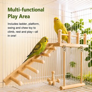 Juego de hamacas de madera para pájaros, 4 piezas, escalera de escalada para loros, plataforma de columpio para pájaros pequeños - Product Image 4