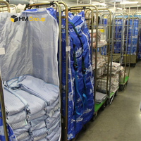 Chariots de blanchisserie industriels pliables à quatre roues en métal avec roues en fil d'acier