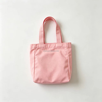 Sac fourre-tout en toile de coton rose à motif imprimé personnalisé avec sangle rouge, sac publicitaire promotionnel, sac de shopping promotionnel