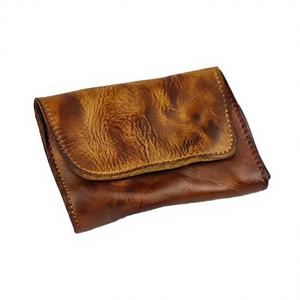 Top Layer Cowhide Vegetable Tanned Leather Anti-Theft Minimalist Creative Card Bag <b>Wallet</b> for Driver's License - Product Image 3