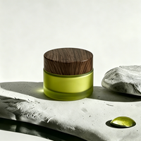 Pot en verre givré mat avec couvercle en bambou, personnalisable avec logo et coffret cadeau, respectueux de l'environnement, pour crème, emballage cosmétique
