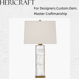 Lampe de table Art Déco haute en cristal naturel, lampe de bureau contemporaine de luxe E26 à intensité variable pour l'éclairage de console d'entrée de villa - Product Image 1