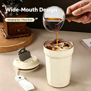 Vaso Térmico de Acero Inoxidable de 420 ml, Taza de Café Portátil para Viajes, a Prueba de Fugas, Aislada, con Cordón para Oficina y Actividades al Aire Libre - Product Image 6