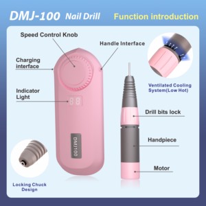 Máquina de Taladro de Uñas Portátil Recargable <span class=keywords><strong>Love</strong></span> <span class=keywords><strong>Crazy</strong></span> DMJ-100 de 35000 rpm para Manicura y Pedicura - Product Image 3