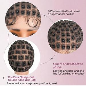 Perruque Full Lace sans colle avec tresses au crochet et tresses Box <span class=keywords><strong>Braid</strong></span>, avec dentelle HD, pour style afro, 125 sections - Product Image 3