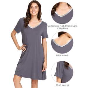 Camisón de viscosa de bambú para mujer al por mayor, manga corta, camisa de dormir refrescante, talla grande, ropa de descanso S-4X - Product Image 5