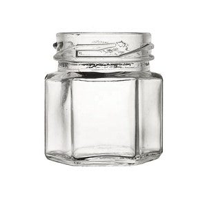 Mini bocaux en verre à vis hexagonale 6oz 180ml avec couvercles boutons noirs - Product Image 4