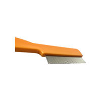 Peigne anti-puces à long manche en plastique durable, à dents courtes et denses en acier inoxydable, pour l'élimination des œufs de poux et des lentes, pour animaux de compagnie et usage domestique