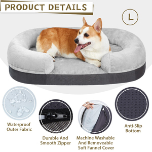 Memory-Schaum Hundebett mit Seiten für Kleintiere Orthopädisch Atmungsaktiv Waschbar Abnehmbarer Bezug Wasserdicht Anpassbar MJ Marke - Product Image 4