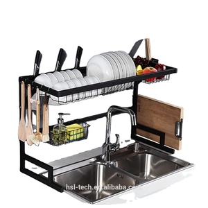 Kitchen accessories: over sink dish drying rack with stainless steel kitchen storage holder