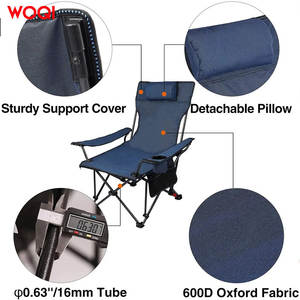 Silla Plegable para Acampar al Aire Libre WOQI, Marco de Aluminio, Tela Oxford, Ligera, Portátil, Reclinable, Silla de Jardín, Azul Marino - Product Image 4