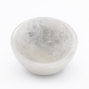 Hermosas tazones redondos de cuarzo blanco tallados a mano - 3 pulgadas de diámetro y 170 g (0.37 lb) - SOLO UN TAZÓN - Product Image 2