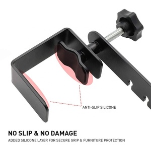 Factory Custom Brand Logo Adjustable Desk Mount Metal Headphone Hanger <strong>Headset</strong> Holder <strong>Stand</strong> with 3.5mm Jack Holder - Product Image 3