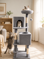 Arbre à chat robuste et écologique en peluche avec poteaux à gratter en sisal, tour d'escalade multi-niveaux en velours, emballage en carton pour la maison