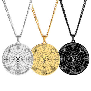 Amuleto de los Reyes <span class=keywords><strong>del</strong></span> Infierno con los Poderes de los Custodios, Talismanes para Protección y Prosperidad, Collar con Colgante de Acero Inoxidable - Product Image 1