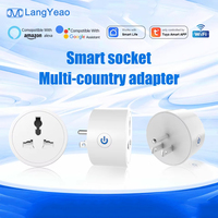 Enchufe Inteligente WiFi LangYeao 16A, Adaptador de Enchufe Universal para Reino Unido, UE, EE. UU. e India, Monitoreo de Energía, Compatible con Tuya, Alexa, Google Home y Temporizador