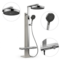 Système de douche multifonctionnel moderne en chrome brossé avec jet pluie doux, trois fonctions, cartouche céramique, pour hôtels, style clavier de piano, vente en gros