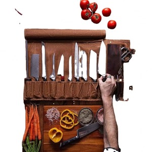 BSCI Factory Tactical <b>Travel</b> Portable Knives Tote Carrier Deluxe Canvas Chefs Bag Vintage Leather Knife Roll <b>Case</b> - Product Image 1