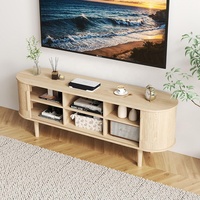Meuble TV de Salon avec Portes Coulissantes, Console Multimédia en Bois
