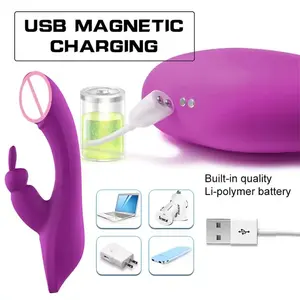 USB充電式女性のセックスおもちゃ回転現実的なディルド波ウサギリリーバイブレーターXxx女性のウサギの形セックスバイブレーター - Product Image 6