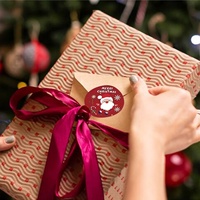 Autocollants d'étiquettes cadeaux en papier couché à thème de Noël, en forme de cercle, pour emballage cadeau, adhésifs, pour scellage DIY, pour l'exportation