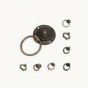 Antique Vintage Zinc Alloy Knocker Bronze Ring Style Single Hole Cabinet <strong>Door</strong> Furniture Villa Hanging Drawer Wardrobe Handle - Product Image 6