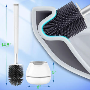 Ensemble de brosse de nettoyage pour cuvette de toilettes en silicone CF, <span class=keywords><strong>kit</strong></span> de nettoyage de cuvette, pinces, accessoires de salle de bain, brosse de toilettes avec manche en aluminium, porte-brosse de toilettes - Product Image 2