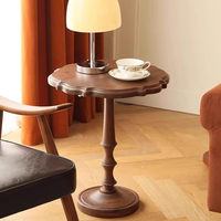 Mesa de Centro Pequeña de Madera Maciza Estilo Francés Vintage, Mesa Auxiliar para Sala de Estar, Espacios Pequeños, Mesa de Noche de Inspiración de Mediados de Siglo