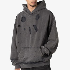 <span class=keywords><strong>Sudadera</strong></span> con Capucha de Estilo Urbano, Lavada al Ácido, 100% Algodón, Vintage, Desgastada, con Logotipo Bordado en 3D Personalizado, Talla Grande para Hombre, Venta al Por Mayor - Product Image 2