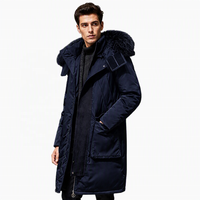 Parka longue d'hiver avec capuche en fourrure et logo personnalisé, matelassée robuste, uniforme tactique d'équipe, broderie marque privée, vente en gros