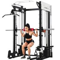 XOYOOU Cage à Squat Commerciale Multi-Fonctionnelle Smith Machine, Appareil de Musculation pour la Maison, Crossover à Câbles Unisexe, Utilisation en Intérieur