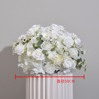 Boule de fleurs personnalisée 50cm, rose artificielle blanche, nouveau design, décoration de mariage, demande en mariage, décoration de salle d'exposition 80cm