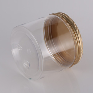 Pot transparent à large ouverture pour animaux de compagnie, diamètre 92 mm, 500, 750, 800, 1000 ml, avec couvercle en aluminium doré, emballage général - Product Image 1